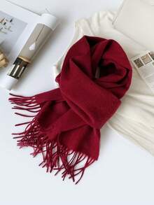 1pc 100% Wool Solid Color Scarf, High Quality Warm Unisex Winter Scarf/Neck Wrap - View 8