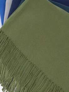 Casual Elegant Winter Scarf 150g With Fringes - Verde Musgo - 查看 2