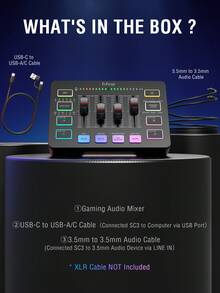 AmpliGame Audio Mixer With XLR Microphone Input, RGB Streaming PC Mixer With Individual Controls, Volume Sliders, Mute Buttons, 48V Phantom Power, Suitable For Podcasting/Recording/Vocals/Gaming Voice - FIFINE SC3 (Global Version) - View 10