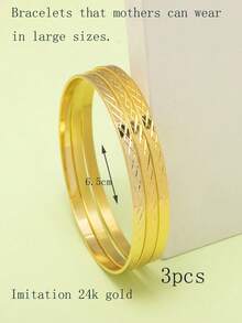 3pcs Girls' Wavy Stacking Bangle Bracelets, Fashionable Casual Everyday Accessories - one-size - View 25