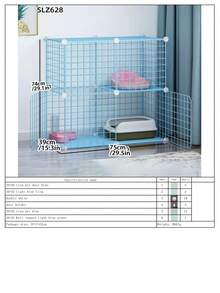 Detachable Spacious Multi-Cat Pet Cage, DIY Kitten Playpen, Blue Cat Furniture - Multicolor - View 25