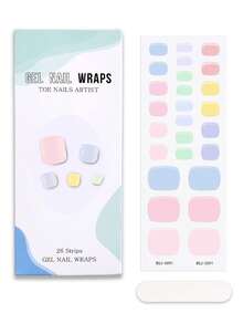 26pcs Y2K Colorful Cured Gel Nail Stickers For Summer, , Glossy, Fashionable, Suitable For Women/Girls Beach Vacation, Camping, Pool Party DIY Manicure, Great Gift For Her Nails - Multicolor - View 8