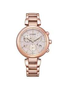 CITIZEN 38mm Rose Gold Ion-Plated Stainless Steel Case, Rose Gold Ion-Plated Bezel, Silver Dial With Arabic Numerals, 3 Sub-Dials And 3 O'clock Date Display, Rose Gold Ion-Plated Stainless Steel Strap, Mineral Glass Crystal, 30M Water Resistant, -Drive FB1452-66X Movement - Rose Gold - View 2