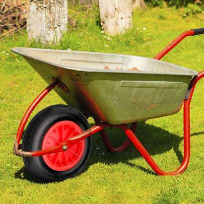 14'' PU Puncture-Proof Wheelbarrow Wheel 3.50-8, Heavy Duty Solid Replacement Tyre Complete With Axle For Garden Trolley, Barrow, Go Kart & Trailer