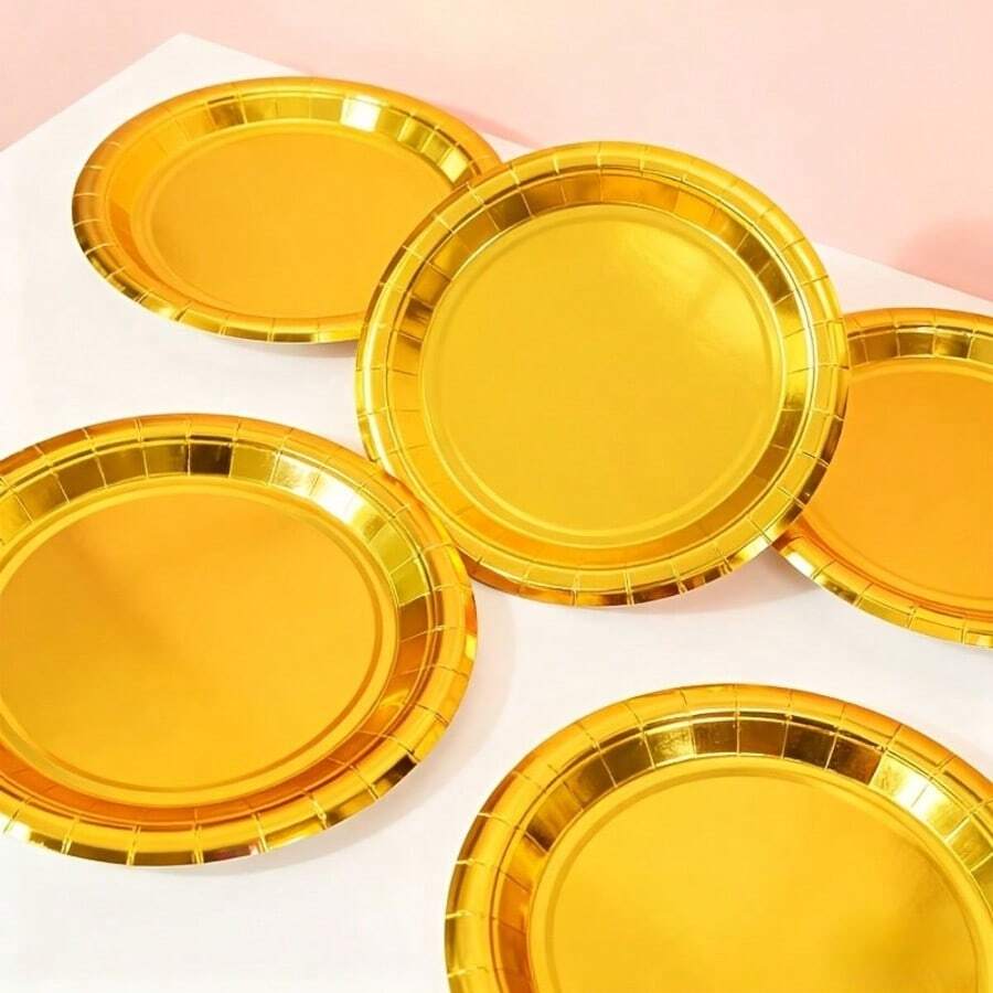 100pcs/Set High Quality Paper Plates, Suitable For Birthday Cakes, Baking Trays, Cake Stands, Plates And Party Supplies - A - View 1