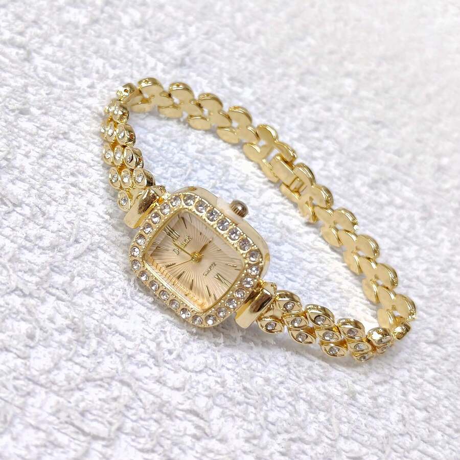 New Release Women's Jewelry Bracelet Watch With Inlaid Cubic Zirconia And Sparkling Stone. - Vàng - Xem 1