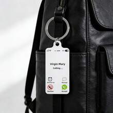 1pc Double-Sided UV Printed Virgin Mary & Jesus Call Keychain, Metal Material Unisex Key Ring, Fashion Accessory & Gift - Multicolor - View 10