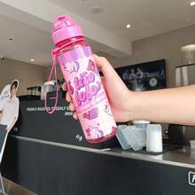 1pc 550ml Cute Cartoon Print Water Bottle With Straw, Leak-Proof, Easy To Clean, With Handle, Suitable For School, Commuting, Outdoor Activities, Picnic, Camping, Sports, Office, Picnic, Camping, Travel, Holiday Gift, Birthday Gift, Anniversary Gift, Back To School Gift - Multicolor - View 10