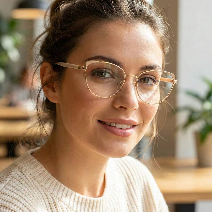 Elegant Party Style. Copper Alloy. No Glasses. All Seasons. Affordable Luxury In Geometric Style: Retro Black And Gold Eyeglass Frames With Gold Accents. - 金色 - 查看 1