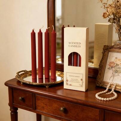 2pcs/4pcs 0.78*9.87 Inch Red Pointed Gear Shaped Long Candles. These Smokeless Soy Wax Candles Are Perfect Home Decor, Bedroom Decor, Holiday Decor, Party Decor And Photography Props. They Create A Romantic Ambiance, Great For Wedding Decoration, Wedding Gifts, Women's Gifts And Souvenirs.