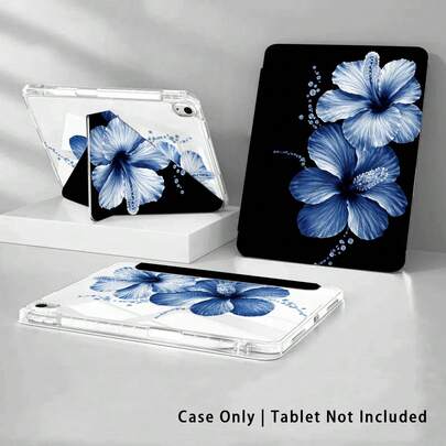 彩绘效果亚克力水晶保护套，兰花图案，3+Y折叠防弯折，兼容荣耀平板、Mate平板、苹果第十代/11（2025款），适合返校季、情人节等场合，也兼容三星Galaxy Tab A9 Plus/A11/A11 Plus等其他型号平板电脑。