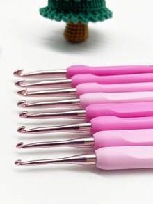 8pcs Pink Gradient Ergonomic Crochet Hook Set, 2.5mm-6.0mm Soft Handle Yarn Crochet Hooks, Cute Pink Style, Girly Gradient Pink Handle, Suitable For DIY Shawl, Scarf, Hat, Cardigan And Sweater Knitting, Smooth Stitching Crochet Tools - Pink Gradient Crochet Hook - View 8