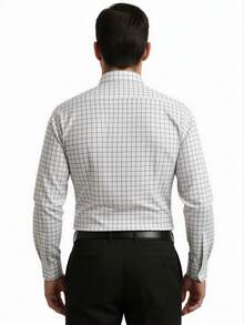Rand paul Long-Sleeved Plaid Dress Shirt, Casual, Good Quality, Slim Fit With Elastane. - Màu xanh lam - Xem 5