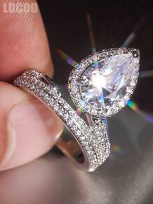 1 pièce Bague en cubic zirconia cubique jolie pour femmes pour mariage, fiançailles, anniversaire, fête, bijoux, cadeau de la Saint-Valentin - 1# - Voir 2