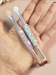 Rhinestone Dual-Ended Makeup Brushes Set - Eyeshadow, Sponge, Concealer, Eyebrow, Lip Brushes, Soft Bristles, High-Quality,Giveaways - Multicolor - View 2