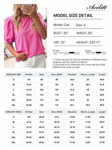 Acelitt Women's Pink Pearl Decor Knit Ribbed Petal Sleeve Round Neck Top, Fashionable And Elegant For Summer Casual - Pink - View 4