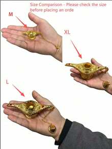 Vintage Magic Lamp Apparel & Accessories Gift, Classic Arabian Prop Planter Decor (Gold), Luxury Gold Pattern Search Banner, Magic Lamp, Palace Banquet Decor Ornament, Magic Lamp, Magic Lamp Craft Ornament - Gold - View 3