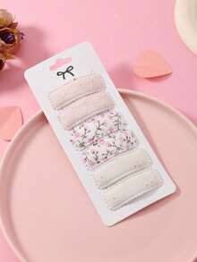 6pcs/Set Women Fabric Printed & Embroidered Hair Clips, Sweet Cute BB Clips, Minimalist Versatile Hair Accessories - Multicolor - View 5