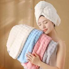 1pc Extra Large Wide-Banded Hair Drying Towel, Super Absorbent Quick-Dry Women Bath Cap, Headwrap - White - View 4