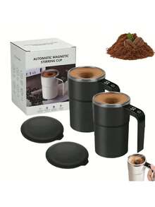 USB Automatic Stirring Coffee Mug, Magnetic Auto Stirring Cup With Smart Temperature Display (No Heating Function) - Suitable For Home, Office, Travel And Car, Easy To Clean, Perfect Back-To-School Gift - Multicolor - View 13