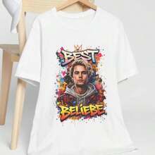 Best Beliebe T-Shirt Pop Music Fan Tee Street Art Style Unisex Bella Canvas - 白色 - 查看 1
