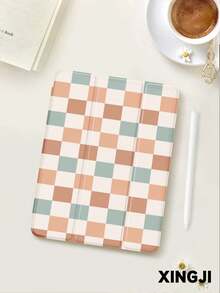 1pc Plaid Pattern Tablet Protective Case, Compatible With Kindle Paperwhite 5, Kindle NK 11, 10.2", Pro 11" 2021/2020/10th Gen, Mini 4/5/6, Galaxy Tab A8 10.5" 2022, Matepad 10.4"/Tab, With Pencil Slot, Anti-Drop, Tablet Stand, Auto Sleep/Wake - Multicolor - View 1