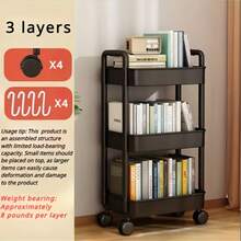 3 Tier Rolling Utility Cart Organizer With Removable Drawer, Stable And Sturdy Black Rolling Storage Carts With 2 Lockable Wheels For Bathroom, Kitchen, Snack, Craft, Makeup, Baby Essentials,Christmas Gifts - Black - View 7