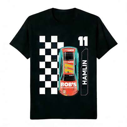 Denny Hamlin #11 Bob's Discount Furniture NASCARs Racing Graphic T-Shirt.