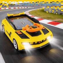 Simulation Racing Car Game Toy For Kids Interactive Driving Game With Steering Wheel, Sound Lights - Yellow - View 6