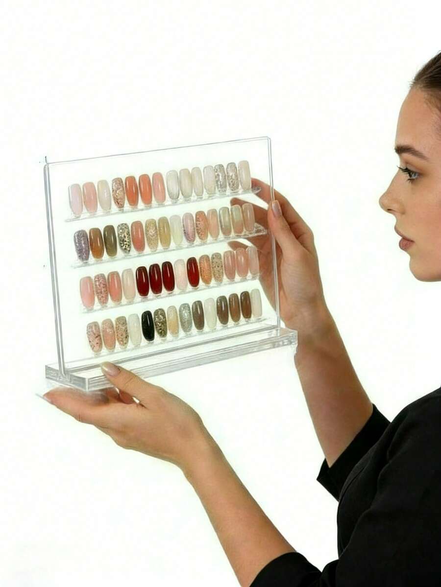 1pc Acrylic Transparent Nail Polish Display Board, Nail Art False Nail Display Stand - Clear - View 1
