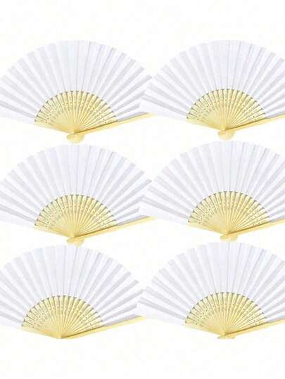 5/10/20/30pcs White Paper Fans, White Bamboo Folding Fans, Paper Folding Fans Suitable For Engagement, Graduation, Wedding, Party Decoration, Bedroom, Home, Desktop, DIY Painting, Dance, Christmas, Valentine''s Day, Wedding Decor