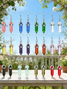 随机10/20/30/50/100/200颗缤纷脉轮水晶吊坠，配耐用皮链和多色宝石套装，包含六角石英，促进能量平衡，是理想的礼物之选。 - 彩色 - 查看 2