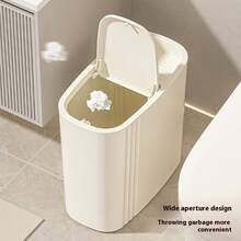 12-Liter Stylish Black Trash Can (One-Touch Push-Button Lid) Features A One-Touch (Push-Button) Lid, Silent Closing, And Odor-Proof Sealing Design. Constructed From Durable Plastic With A Sturdy Build, It Is Powder-Coated For Easy Cleaning And Maintenance. Its Space-Saving Elliptical Design Combines Modern Aesthetics, Making It Suitable For Homes, Bedrooms, Kitchens, Bathrooms, Laundry Rooms, Children's Rooms, Dormitories, Offices, And Commercial Spaces. This Compact Trash Can Serves As Both A Practical Waste Management Solution And A Decorative Office Supply - 純色垃圾桶 - 查看 2