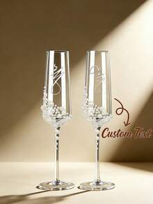 1pc Customizable Wine Glass, Personalized Wedding Glass, Photo & Text Customized, High Borosilicate Glass, Stemmed Highball Glass, White Wine Glass, Red Wine Glass, Face & Name Customized Cup, Bridesmaid Groomsmen Gifts, Wedding Party Essentials - Multicolor - View 1