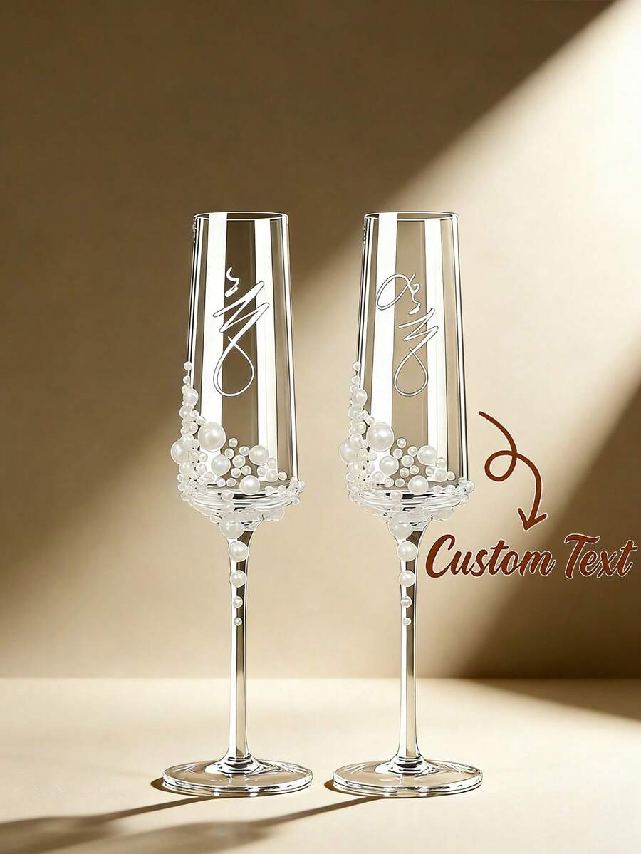 1pc Customizable Wine Glass, Personalized Wedding Glass, Photo & Text Customized, High Borosilicate Glass, Stemmed Highball Glass, White Wine Glass, Red Wine Glass, Face & Name Customized Cup, Bridesmaid Groomsmen Gifts, Wedding Party Essentials - Multicolor - View 1