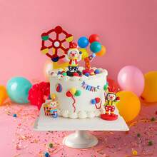 Circus Clown Birthday Cake Decoration Set – 20 Pieces Including PVC Clown Figurine With Bunny, "HAPPY" Mini Cake Banner, Circus Elements, And Colorful Clay Balloons For Party Decorations - Ymx-051 - 查看 6