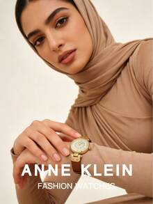 Anne Klein Reloj de mujer con correa de cuero marrón, esfera champán de cuarzo analógico, elegante y de moda, resistente al agua, gran regalo, modelo: 10/9442CHHY - Marrón - Ver 4