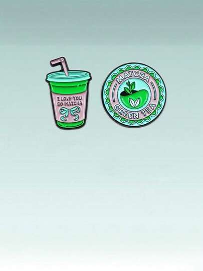 Lindo pin esmaltado con tema de matcha, "Te amo tanto matcha" taza de bebida o insignia circular de té verde, broche individual para mochilas y chaquetas