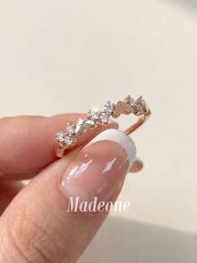 Stylever 1pc Romantic Heart-Shaped Decorative Ring, S925 Sterling Silver Promise Ring, Exquisite Jewelry Gift For Girls, Prom, Couples, Wedding Engagement, Bridal, Valentine's Day - Rose Gold - View 2