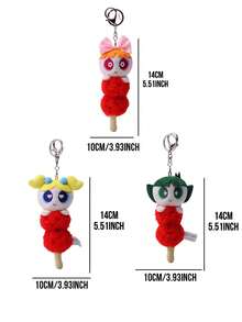 The Powerpuff Girls Strawberry Tanghulu Character Keychain Bag Charm Pendant, Cartoon Dessert-Inspired Design Featuring Strawberry Skewer Detail and Sweet Expression Elements, Soft-Touch Fabric Surface with Fine Stitching and Refined Craftsmanship, Keyweight Hpack Ynament Character Collectible for Daily Styling Display Decoration and Desk Accent, Eye-Catching Food-Themed Cartoon Accessory for Character Fans and Art Figure Collectors, Charming Gift Choice for Friends Couples Birthdays Holidays and Special Celebration Moments - 彩色 - 查看 12