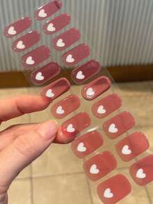 Semi Cured Gel Nail Strips, 20Pcs Long Lasting Salon Quality Wraps, Easy Apply & Remove Gel Nail Stickers With UV Light Nails - Red and White - View 5