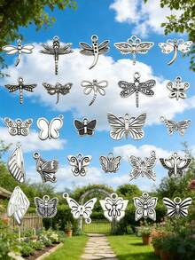 20/40/80/100/150/200 件/包混合蝴蝶、蜻蜓、蜜蜂昆虫饰品，用于 DIY 珠宝制作 - 项链和手链的配件和装饰品 - 銀色 - 查看 4