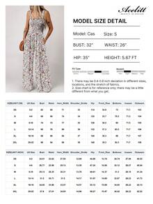 Acelitt 波西米亚风印花方领系带阔腿连体裤，夏季休闲度假 - 彩色 - 查看 3