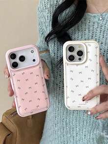 Bow-Knot 1pc Minimalist Bow Design Phone Case Compatible With IPhone 17/17 Air/17 Pro/17 Pro Max, 16/16 Plus/16 Pro/16 Pro Max, 15/15 Plus/15 Pro/15 Pro Max, 14/14 Plus/14 Pro/14 Pro Max, 13/13 Pro/13 Pro Max, 12/12 Pro/12 Pro Max, 11/11 Pro Max, Cute Bubble Full Body Protective Cover - Multicolor - View 1