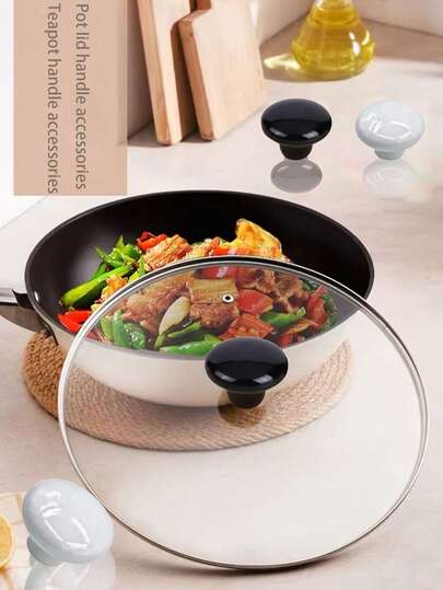 6 ชิ้น อุปกรณ์ลูกบิดฝาหม้อ, เหมาะสำหรับถ้วย, หม้อแก้ว, กาต้มน้ำ, ฝาสเตนเลส, ที่จับฝาหม้อหุงต้มในครัว, คละสี, แถมฟรีสกรู