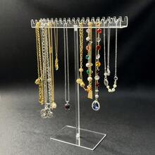 Jewelry Storage Box, Acrylic Necklace Display Stand, Earring Holder, Home Hanging Pendant Rack, Rectangular Tray, Bracelet, Ring, Watch Display Stand, Bracelet Organizer - Clear - View 1