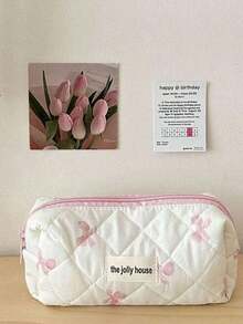 3件套粉色蝴蝶结兔子化妆包套装,复古绗缝花卉化妆品收纳包,旅行洗漱包,女士化妆刷收纳包,日常使用、旅行、周末度假、圣诞节、婚礼、新娘送礼会、情人节礼物 - 彩色 - 查看 18