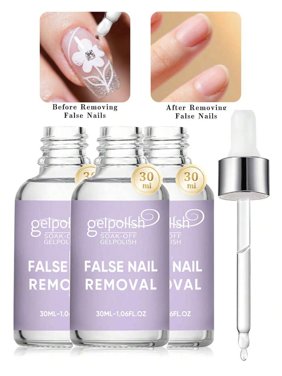 3PCS 30ml Pinpoint Nail Glue Remover For Press On, Multi-Functional Remover For Nails Tips, Gentle Glue Remover For Gel X Nails, Non-Acetone Nail Polish Remover - 無色 - 查看 1