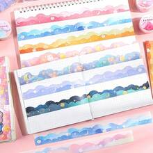 1/4/8卷装可爱卡通星云漫游系列和纸胶带 - 彩色彩虹云朵和星星图案，耐用纸胶带，适用于DIY日记、剪贴簿、日历、礼品包装 - 装饰文具、日历装饰、浪漫设计、光滑质地、日记爱好者、返校季和情人节礼物、彩色云朵胶带系列 - 柔软、鲜艳、可爱的装饰边框 - 圓形 - 查看 3