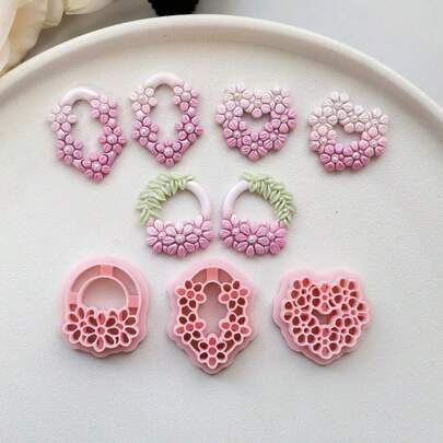 Floral Lace Heart & Arch Polymer Clay Cutter Set, DIY Tools For Handmade Earrings & Jewelry Charms